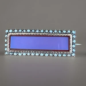 Antique English Silver Gilt & Sardonyx Mourning Bar Pin/Broach, C1820 - Picture 1 of 11