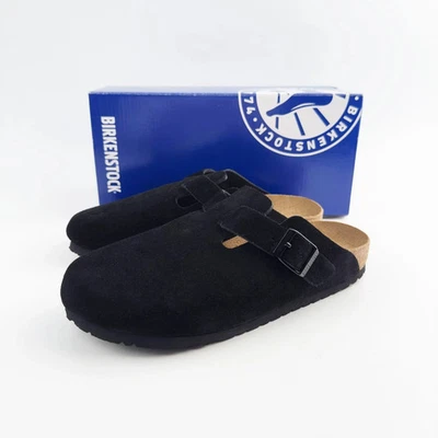 Birkenstock Boston Classic Black Suede Leather Unisex Shoes Narrow/Wide 37-45 - Image 1 of 4