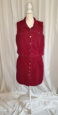 Vtg Faded Glory Corduroy Vest And Skirt SET Wide Wale Juniors XL 90s Y2K Preppy - Image 1 of 4