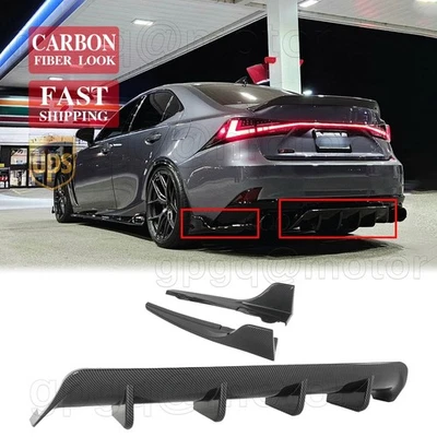 Difusor traseiro de carbono com aventais para Lexus IS300 IS350 F-Sport 17-2020 JDM - Imagem 1 de 4