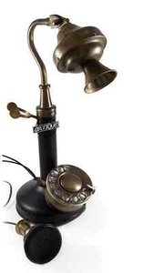 Antique Brass Phone Candlestick Telephone Rotary Dial Vintage Home Decor Office - Picture 1 of 6