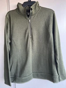 Maglione pile Eddie Bauer uomo taglia XL 1/4 zip verde cacciatore - Foto 1 di 9