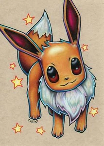 Eevee Eeveelution Pokemon Drawing Pop Art Print by Bryan Collins Nintendo SIGNED - Picture 1 of 7
