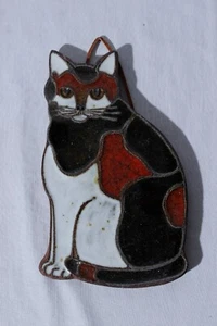 Vintage Victoria Littlejohn Keramik Wandbehang Plakette Steinzeug Katze - Bild 1 von 6