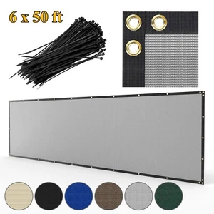 6x50 ft Privacy Fence Screen Garden Yard Windscreen HDPE Fabric Mesh Shade Cover - Picture 1 of 73