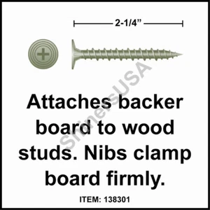 (2500) Cement Board Screw 8-15 x 2-1/4 Phillips Wafer Head w/Nibs #138301 - Picture 1 of 1