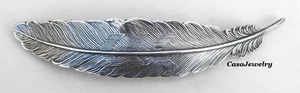 #2175BAR ANTIQUED STERLING SILVER PLATED FEATHER W/80MM BARRETTE CLIP - Picture 1 of 2