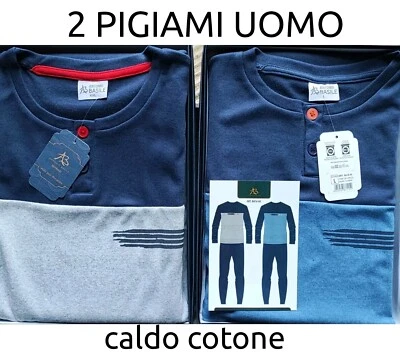 ANTONIO BASILE 2 PIGIAMI UOMO COTONE CALDO BASILE FANTASIA MODA MANICA LUNGA SERAFINO