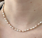 Vintage Seed Pearl Peachy Neckless Sterling Silver