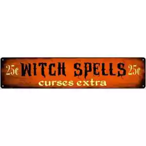 Witch Spells Novelty 3"x12" metal street sign plaque Home Door Garage Wall Decor - Picture 1 of 1