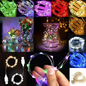2m 5m 10m 20m USB Stecker Micro Reisdraht Kupfer Lichterkette Party LED Lichter - Bild 1 von 12