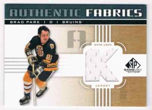 2011-12 SP GAME USED AUTHENTIC FABRICS LETTER BRAD PARK JERSEY 1 COLOR BOSTON