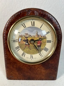 Vintage English Country Golfers Scene Desk Clock Roger Lascelles Works Great - Picture 1 of 13