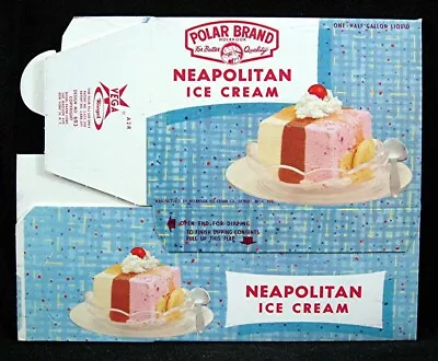 Polar Brand Holbrook Ice Cream Co Neapolitan Waxed Carton Old Stock Detroit Mich - Image 1 of 2