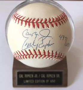 Cal Ripken Jr. und Sr. signierter Baseball limitiert Baltimore Orioles HOF Vater Sohn - Bild 1 von 4