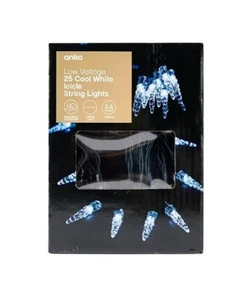 3.6m Low Voltage 25 Cool White LED ICICLE String Lights/Indoor & Outdoor - Picture 1 of 3