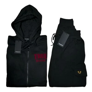True Religion 2 PC Sweatsuit Men's Size M Fleece Tracksuit Hoodie Joggers Set - Picture 1 of 7