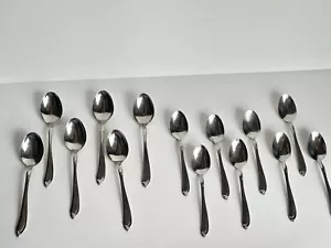 Oneidacraft Deluxe 15 Piece Stainless Teaspoons Soup Spoons VTG #15 - Picture 1 of 8