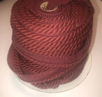 Twist Rope Cord Lip Piping Trimming Lot of 20 Yards Burgundy Rust Cording Trim - Image 1 of 4