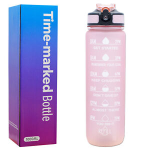 1L Water Bottles with Straw Time Marking Motivational Sport Water Bottle BPA Fre