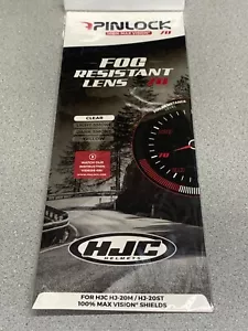 NEW Pinlock 70 Fog Resistant Lens HJC Helmets HJ-20M HJ-20ST Max Vision Shields - Bild 1 von 4