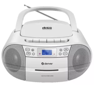 CD-Player Boombox mit Kassette, DAB+ UKW Radio und AUX-IN DENVER TDC-280W weiß - Bild 1 von 1