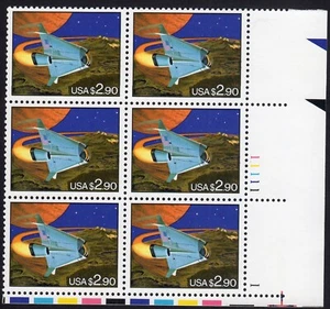 Scott #2543 Space Shuttle $2.90 Plate Block of 6 Stamps - MNH - Picture 1 of 2