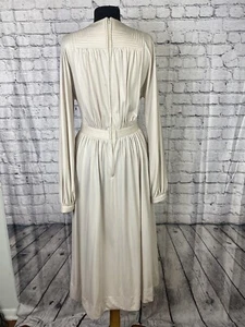 Vtg 1970s DONALD BROOKS MIDI CREAM BALLOON SLEEVE DRESS SZ M - Picture 1 of 8