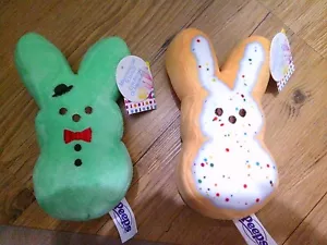 2 NEW Easter PEEPS BUNNY MARSHMALLOW SCENTED plush toys green & sugar cookie - Picture 1 of 1