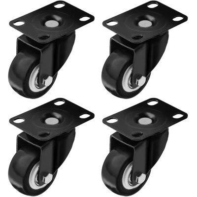 FACTORDUTY Caster Wheels Rubber Base w/ Top Plate & Bearing 4 Pack (2" NO Brake)