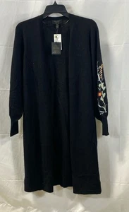 Charter Club Women Black Floral Embroidered Cardigan Size XS - Picture 1 of 6
