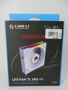 NEW Lian Li Uni Fan TL 140 RGB Reverse Blade 140mm White Single 14RTL1W - SEALED - Afbeelding 1 van 12