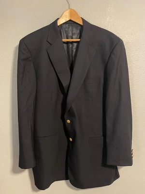 Burberry London Blazer Mens 46 Long Blue Wool Gold Button Kensington Jacket USA - Image 1 of 4