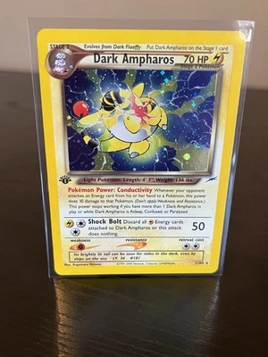 Dark Ampharos 1/105 1st Edition Neo Destiny Rare Pokemon Card Holo SWIRL READ* - Image 1 of 4