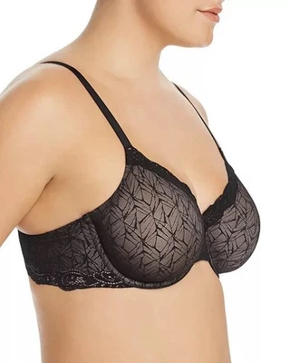 可调式蕾丝边文胸 855295 黑色 34DD Wacoal Vivid Encounter 女性 — 第 1/4 张图片