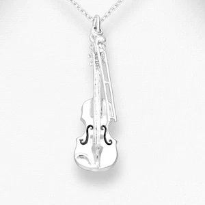 Sterling Silver Violin and Bow Pendant - Picture 1 of 1