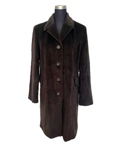 Calvin Klein Women’s 12 Collar Dark Chocolate Brown Coat/Jacket Angora Wool - Picture 1 of 8