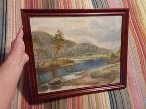 Vintage Original Landscape Painting Pastel Drawing Framed 19" X 16" - Picture 1 of 8