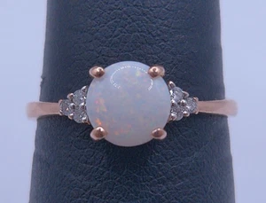 (MA1) Anello da donna in oro rosa 14 kt con opale - misura 7,25 1,7 g - Foto 1 di 9