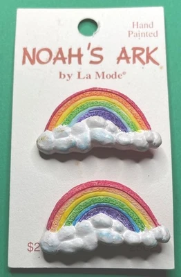(2) DE COLECCIÓN La MODE 1&3/8” ARCA DE NOÉ ARCO IRIS APLICACIÓN BOTONES DE VÁSTAGO NUEVOS TARJETA-K1 Foto 1 de 3