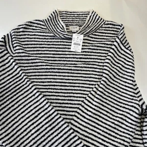 Neu mit Etikett J Crew Größe 2X gestreifter Pullover Pulli mit Stehkragen tintenblau weiß gestreift 89 $ - Bild 1 von 13