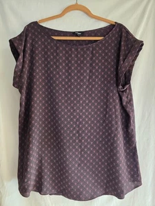 Express Rollärmel dunkelrot braun schwarz geometrisches Top Gr. XL - Bild 1 von 7