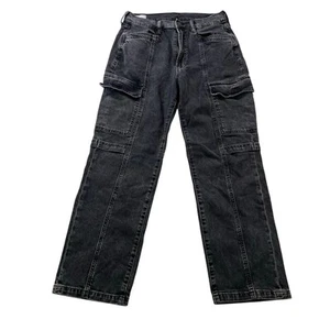 Gap Black Cargo Pocket Jean Sz 6 Short Goth Emo Punk Skater Carpentaer - Picture 1 of 9