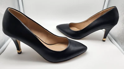 Apt. 9 Defined Comfort Pumps Black /Gold Metal High Heels 3.5” Slip On Women 8.5 - Image 1 of 4