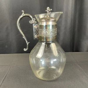 Vintage Corning Heat Proof Silver Plated Glass Coffee Tea Carafe Pot Pitcher - Picture 1 of 17