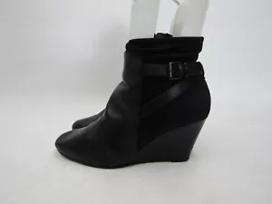 VIA SPIGA Womens Size 6.5 M Black Leather Zip Buckle Ankle Fashion Boots Bootie - Picture 1 of 11