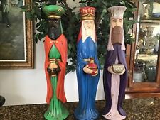 Vintage Three Wise Men Nativity Set Hand Painted 13 1/4”Craft Mid Century Modern