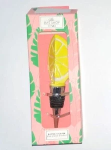 The BAR Shop Ciroa Ceramic LEMON FRUIT Zinc Alloy Wine Bottle Stopper NIB New - Picture 1 of 2