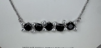 Collar Bomb Party RBP6994 The Sterling Club Negro Ónix Circonita cúbica en .925 Sólido SS Foto 1 de 4