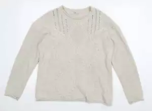 George Womens Beige Crew Neck Acrylic Pullover Jumper Size 12 - Picture 1 of 12